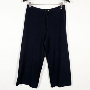 St John Sports Santana Knit Pants Wool Rayon Small Wide Leg Crop Neutral Minimal